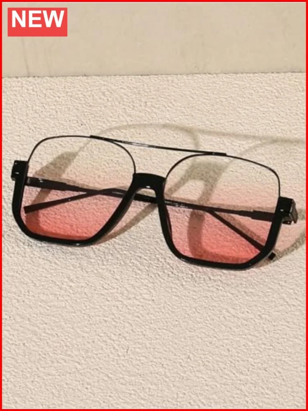 Retro Oversized Aviator Sunglasses Women Men Square Double Bridge Pilot Sun